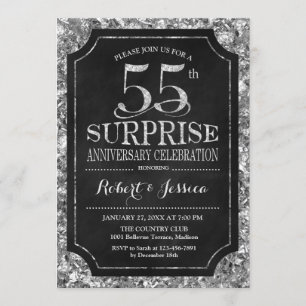 Invitación Sorpresa 55º aniversario Boda - negro plateado