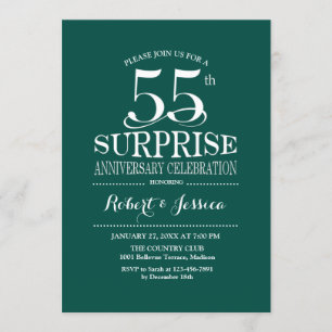 Invitación Sorpresa 55º Aniversario de Boda - Verde Blanco
