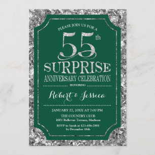 Invitación Sorpresa 55º Aniversario de Boda - Verde Plata