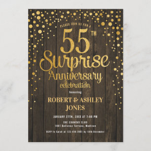 Invitación Sorpresa 55 Aniversario de Boda - Madera y Oro