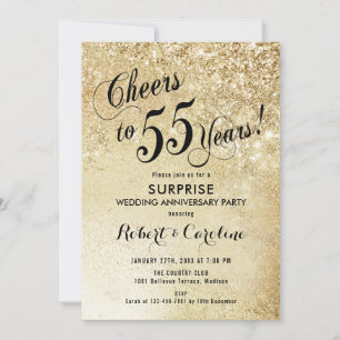 Invitación Sorpresa 55 Aniversario de Boda - Oro