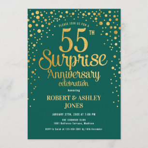 Invitación Sorpresa 55 Aniversario de Boda - Verde y Dorado