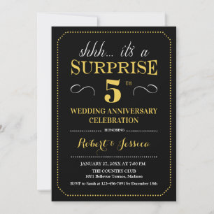 Invitación Sorpresa 5° aniversario Boda - Oro Negro