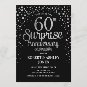 Invitación Sorpresa 60º Aniversario de Boda - Negro y Plata