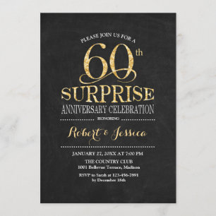 Invitación Sorpresa 60º Aniversario de Boda Pizarra Oro