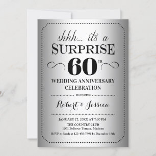 Invitación Sorpresa 60º Aniversario de Boda - Plata Negro