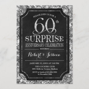 Invitación Sorpresa 60º Aniversario de Boda - Plata Negro