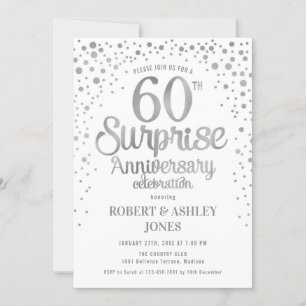 Invitación Sorpresa 60º Aniversario de Boda - Plata y Blanco