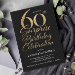 Invitación Sorpresa 60.ª celebración de cumpleaños Black & Go<br><div class="desc">Sorpresa 60.ª invitación a la celebración de cumpleaños</div>