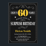 Invitación Sorpresa 60.º cartón negro y amarillo<br><div class="desc">Sorpresa 60.ª Invitación de cumpleaños Typografía negra y amarilla. Pizarra. Fondo blanco y negro. Cumpleaños de adultos. Cumpleaños de hombres o mujeres. Invite a un niño o a una Chica. 13.º 15.º 16.º 18.º 20.21.30.40.50.60.70.80.90.100. Cualquier edad. Para una mayor personalización, haga clic en el botón "Personalizar" y utilice nuestra herramienta...</div>