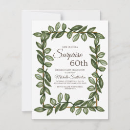Invitación Sorpresa 60.º cumpleaños de hojas verdes