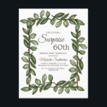 Invitación Sorpresa 60.º cumpleaños de hojas verdes<br><div class="desc">La acuarela verde deja en blanco la invitación a la fiesta de cumpleaños número 60 de Surprise. Contáctenos para obtener ayuda sobre la personalización y los productos correspondientes.</div>