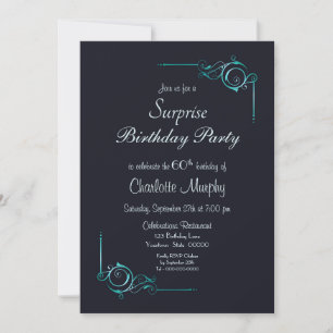 Invitación Sorpresa 60.º cumpleaños Fiesta azul oscuro