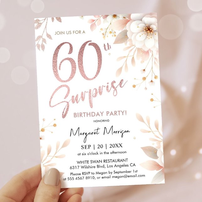 Invitación Sorpresa 60.º Rosa de la fiesta de cumpleaños Chic (Subido por el creador)