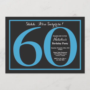 Invitación Sorpresa 60.º tablero azul y negro de cumpleaños