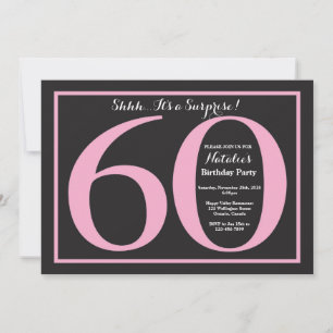 Invitación Sorpresa 60.º tablero rosa y negro de cumpleaños