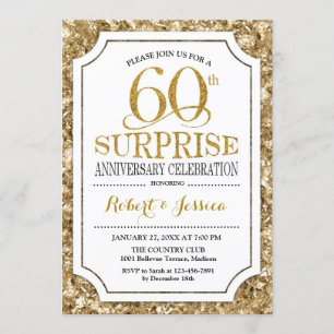Invitación Sorpresa 60° aniversario Boda - Oro blanco