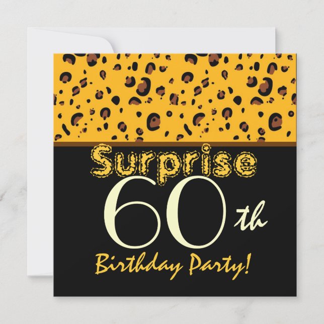 Invitación SORPRESA 60° aniversario de moda Leopardo negro de (Anverso)