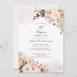 Invitación Sorpresa 60 aniversario fiesta Pastel Floral Scrip
