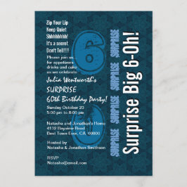 Invitación SORPRESA 60° aniversario moderno Estrellas azules