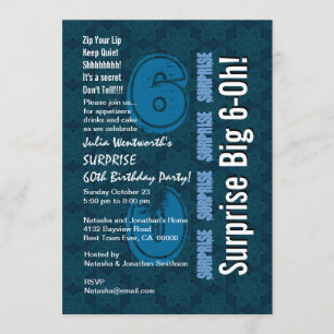 Invitación SORPRESA 60° aniversario moderno Estrellas azules