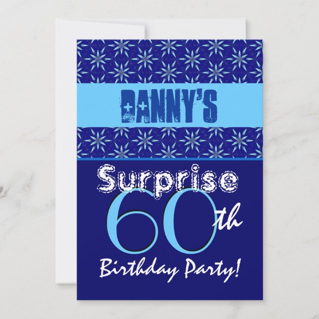 Invitación SORPRESA 60 años Estrellas azules T532 (Anverso)