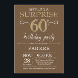Invitación Sorpresa 60 cumpleaños Brown y Purpurina de oro<br><div class="desc">Sorpresa 60 cumpleaños invitación con antecedentes de Purpurina Brown y Gold.Pizarra. Cumpleaños de adultos. Invitar el cumpleaños de hombres o mujeres. Cualquier edad.
Para más personalización,  haga clic en el botón "Personalizar" y utilice nuestra herramienta de diseño para modificar esta plantilla.</div>