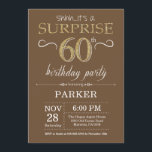Invitación Sorpresa 60 cumpleaños Brown y Purpurina de oro<br><div class="desc">Sorpresa 60 cumpleaños invitación con antecedentes de Purpurina Brown y Gold.Pizarra. Cumpleaños de adultos. Invitar el cumpleaños de hombres o mujeres. Cualquier edad.
Para más personalización,  haga clic en el botón "Personalizar" y utilice nuestra herramienta de diseño para modificar esta plantilla.</div>