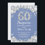 Invitación Sorpresa 60 cumpleaños Diamante de plata azul<br><div class="desc">Sorpresa 60 cumpleaños invitación. Fondo rojo de diamante azul y plateado Diamante de imitación. Elegante Bash cumpleaños. Cumpleaños de adultos. Cumpleaños de las mujeres. Cumpleaños de los hombres. Para más personalización,  haga clic en el botón "Personalizar" y utilice nuestra herramienta de diseño para modificar esta plantilla.</div>