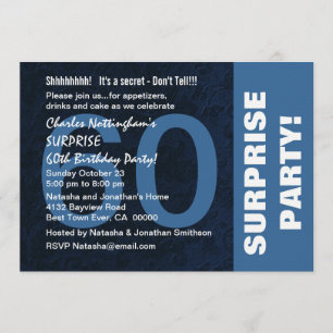 Invitación SORPRESA 60 cumpleaños moderno con la sensación az