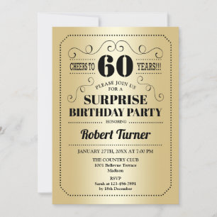 Invitación Sorpresa 60 cumpleaños - Negro de oro