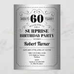 Invitación Sorpresa 60 cumpleaños - negro plateado<br><div class="desc">Sorpresa Invitación a los 60 Años. Diseño retro en Relieve metalizado falso plateado y negro. ¡Salud a 60 años! También se puede personalizar en cualquier año.</div>