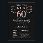 Invitación Sorpresa 60 cumpleaños, oro negro y rosa Rosa<br><div class="desc">Sorpresa 60 cumpleaños invitación con fondo negro y Rosa Purpurina de oro rosa.Pizarra. Cumpleaños de adultos. Invitar el cumpleaños de hombres o mujeres. Cualquier edad.
Para más personalización,  haga clic en el botón "Personalizar" y utilice nuestra herramienta de diseño para modificar esta plantilla.</div>