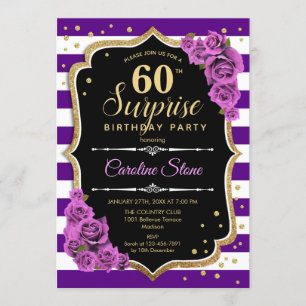 Invitación Sorpresa 60 cumpleaños - Oro púrpura