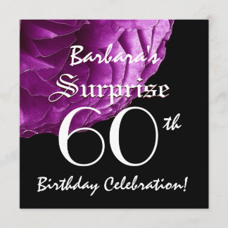 Invitación SORPRESA 60 cumpleaños partido Purple Rosa W066