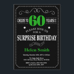 Invitación Sorpresa 60 cumpleaños pizarra negra y verde<br><div class="desc">Sorpresa 60 cumpleaños invitación Tipografía negra y verde.Pizarra. Fondo blanco y negro. Cumpleaños de adultos. Cumpleaños de hombres o mujeres. Invite a un niño o Chica Lady Teen Teenage Bday. 13a 15a 16a 18a 20a 30a 40a 50a 60a 70a 80a 90a 100a. Cualquier edad. Para más personalización, haga clic en...</div>