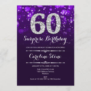 Invitación Sorpresa 60 cumpleaños - Plata morada