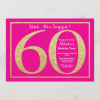 Sorpresa 60 cumpleaños Purpurina de oro y rosado c