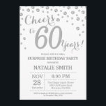 Invitación Sorpresa 60 cumpleaños Purpurina Plata Diamante<br><div class="desc">Sorpresa 60.ª invitación de cumpleaños con fondo de diamante Purpurina plateado. Confetti plateado. Cumpleaños de adultos. Cumpleaños de hombres o mujeres. Para una mayor personalización,  haga clic en el botón "Personalizar" y utilice nuestra herramienta de diseño para modificar esta plantilla.</div>