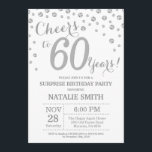 Invitación Sorpresa 60 cumpleaños Purpurina Plata Diamante<br><div class="desc">Sorpresa 60.ª invitación de cumpleaños con fondo de diamante Purpurina plateado. Confetti plateado. Cumpleaños de adultos. Cumpleaños de hombres o mujeres. Para una mayor personalización,  haga clic en el botón "Personalizar" y utilice nuestra herramienta de diseño para modificar esta plantilla.</div>