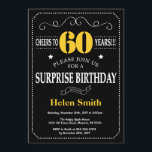 Invitación Sorpresa 60 cumpleaños tablero negro y amarillo<br><div class="desc">Sorpresa 60 años Invitación a la tipografía negra y amarilla.Pizarra. Fondo blanco y negro. Cumpleaños de adultos. Cumpleaños de hombres o mujeres. Invite a un niño o Chica Lady Teen Teenage Bday. 13a 15a 16a 18a 20a 30a 40a 50a 60a 70a 80a 90a 100a. Cualquier edad. Para más personalización, haga...</div>