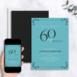 Invitación Sorpresa 60 y fabuloso cumpleaños turquesa y negro<br><div class="desc">Es una sorpresa especial el cumpleaños 60, ¡y es hora de celebrarlo! ¿Quieres lanzar el mejor bash de la ciudad? Asegúrese de que comienza con el más alto estilo con esta invitación de cumpleaños de caligrafía blanca y negra de 60 y fabulosa turquesa. Seguramente marcará el tono para una celebración...</div>