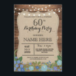 Invitación SORPRESA 60th y cualquier edad fiesta de cumpleaño<br><div class="desc">Diseño rústico de madera de época. Perfecto para cualquier cumpleaños de edad. Simplemente cambie el texto para que se ajuste a su fiesta. Se incluye la impresión posterior.</div>