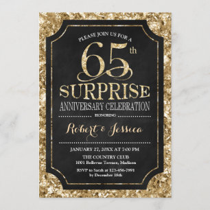 Invitación Sorpresa 65º Aniversario de Boda - Oro Negro