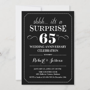 Invitación Sorpresa 65 Aniversario de Boda - Blanco Negro