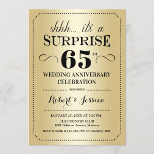 Invitación Sorpresa 65 Aniversario de Boda - Dorado Negro