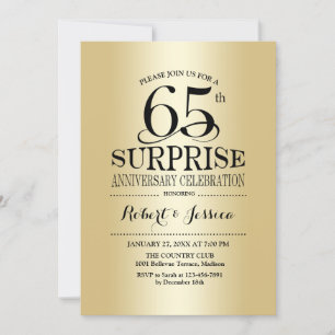 Invitación Sorpresa 65 Aniversario de Boda - Oro