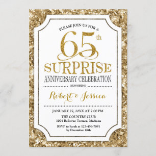 Invitación Sorpresa 65 Aniversario de Boda - Oro Blanco