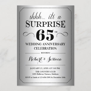 Invitación Sorpresa 65 Aniversario de Boda - Plata Negro