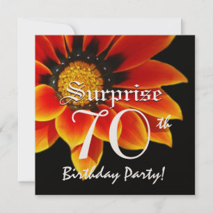 Invitación SORPRESA 70º Naranja del partido de cumpleaños Flo